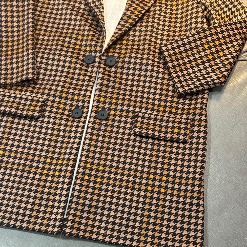 NYCC Vintage Houndstooth Faux Double-Breasted Coat Blazer, size PL - Picture 4 of 7